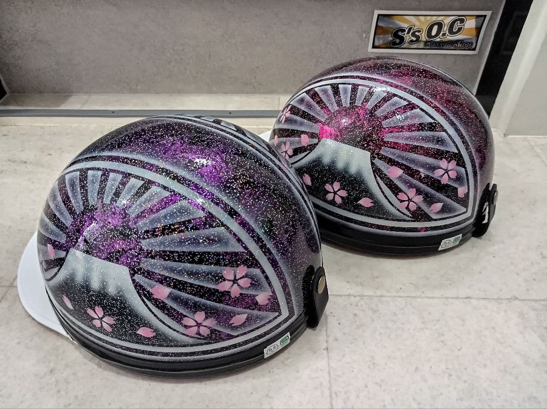 カスタムコルク半　Candyパープル＆ピンクラップ白富士日章　七色ラメ