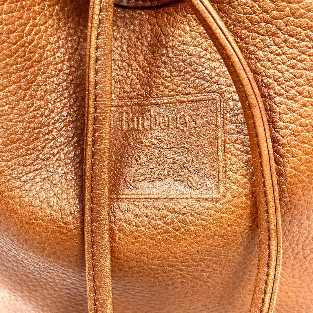 バーバリー　巾着ショルダーバッグ　ロゴ　ノバチェック　レザー　シャドーホース