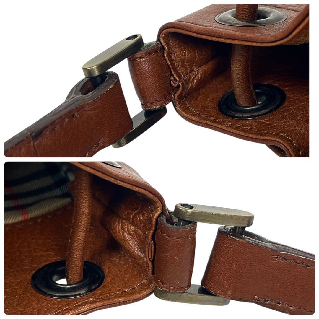 バーバリー　巾着ショルダーバッグ　ロゴ　ノバチェック　レザー　シャドーホース