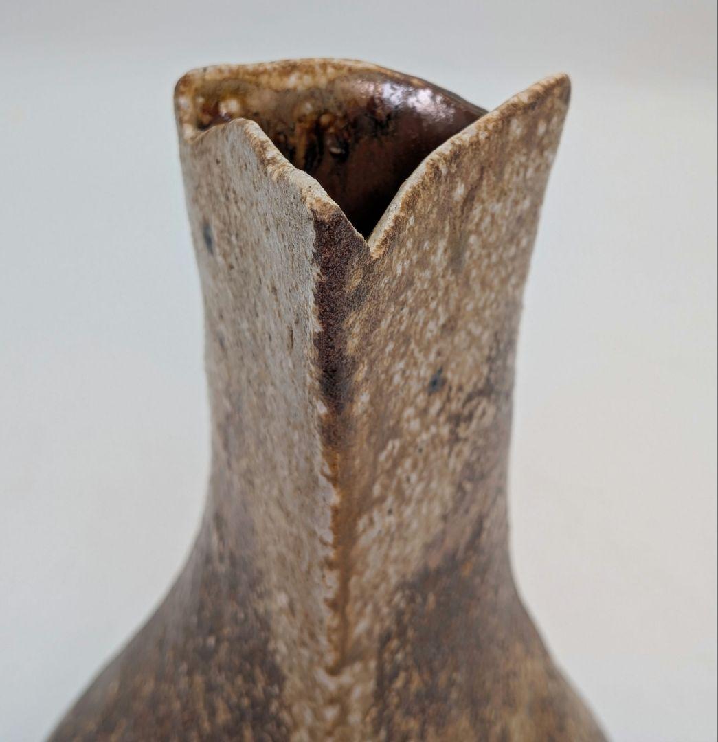 井出克幸 焼〆瓶 共箱共布栞 花瓶 花入 花器 フラワーベース 置物 花生 茶陶