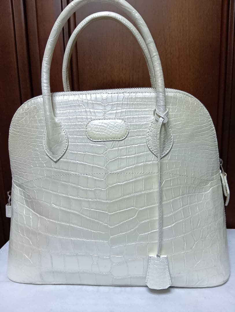 JRAクロコダイルJRAハンドバッグ パールホワイト