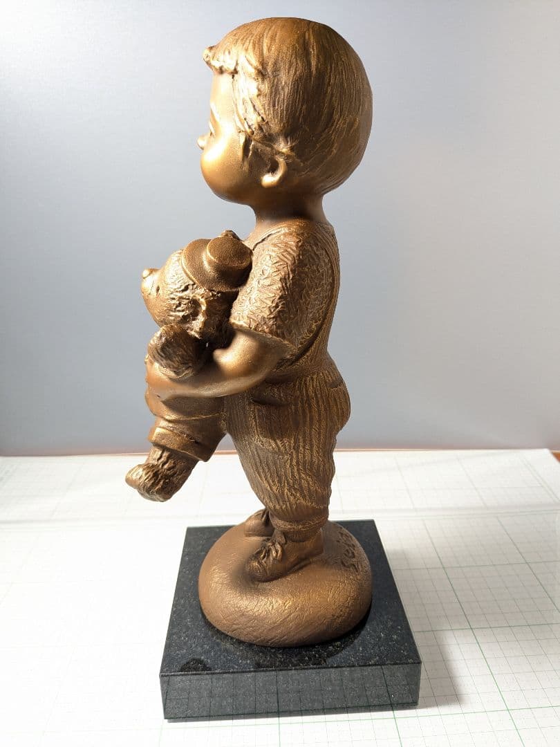 玉野勢三　僕のくまさん　ブロンズ像　置物　アート　オブジェ　アンティーク　銅像