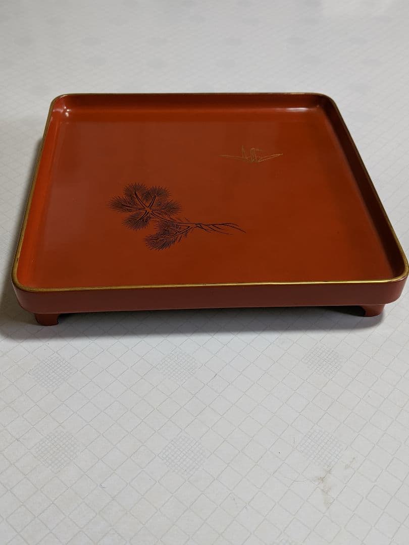 「折鶴＆松」朱漆小膳 20客 アンティーク