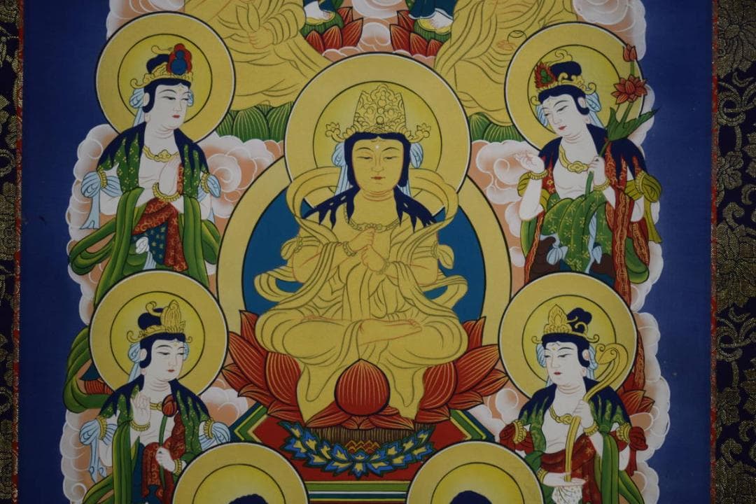 真作/神村紫邦/十三佛図/蓮華/桐共箱付/布袋屋掛軸HE-950