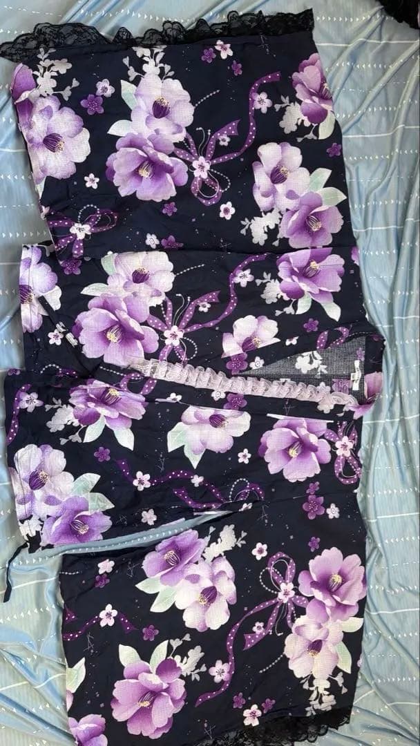 浴衣ドレス 紫 黒 地雷系 姫ギャル パニエ付き