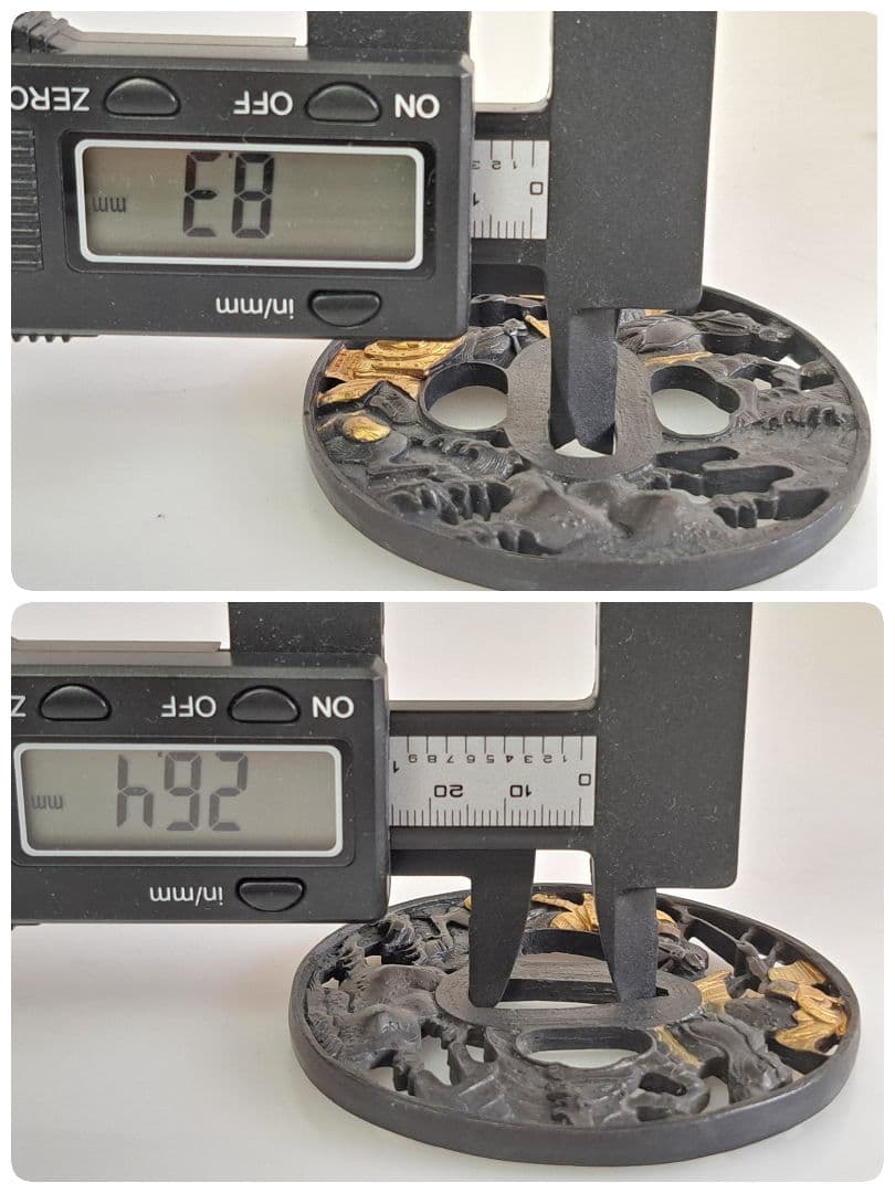 飾り鍔 3点セット 台付 透かし鍔 刀装具 Mナ