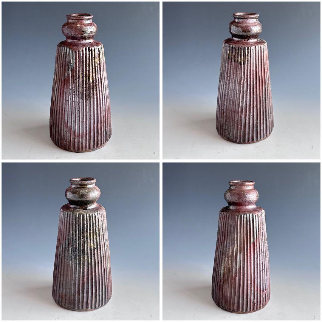 茶道具　丹波焼　傘徳利　花入　森本丹山　立杭焼　共箱　焼締め　侘び茶　花器