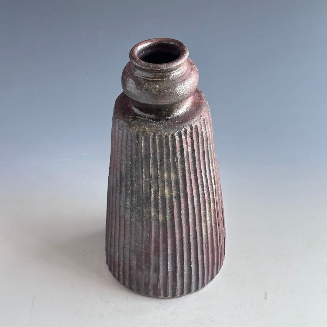 茶道具　丹波焼　傘徳利　花入　森本丹山　立杭焼　共箱　焼締め　侘び茶　花器