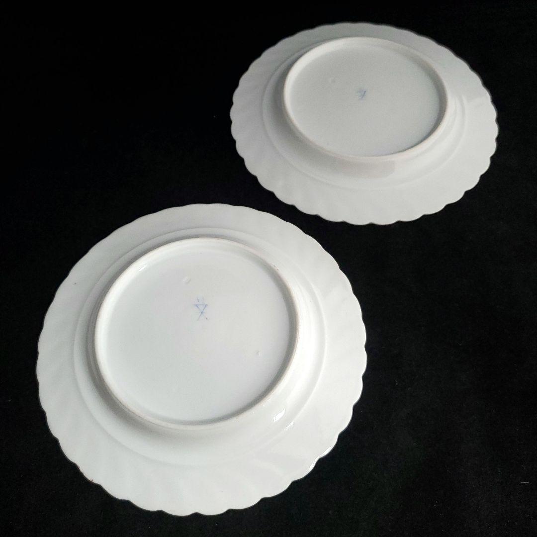 19世紀 ドレスデン(独)手描きの絵皿 2枚組 19cm