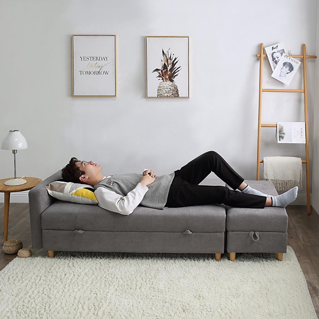 ソファー 3人掛け ソファ 多機能ソファベッド 【グレー】