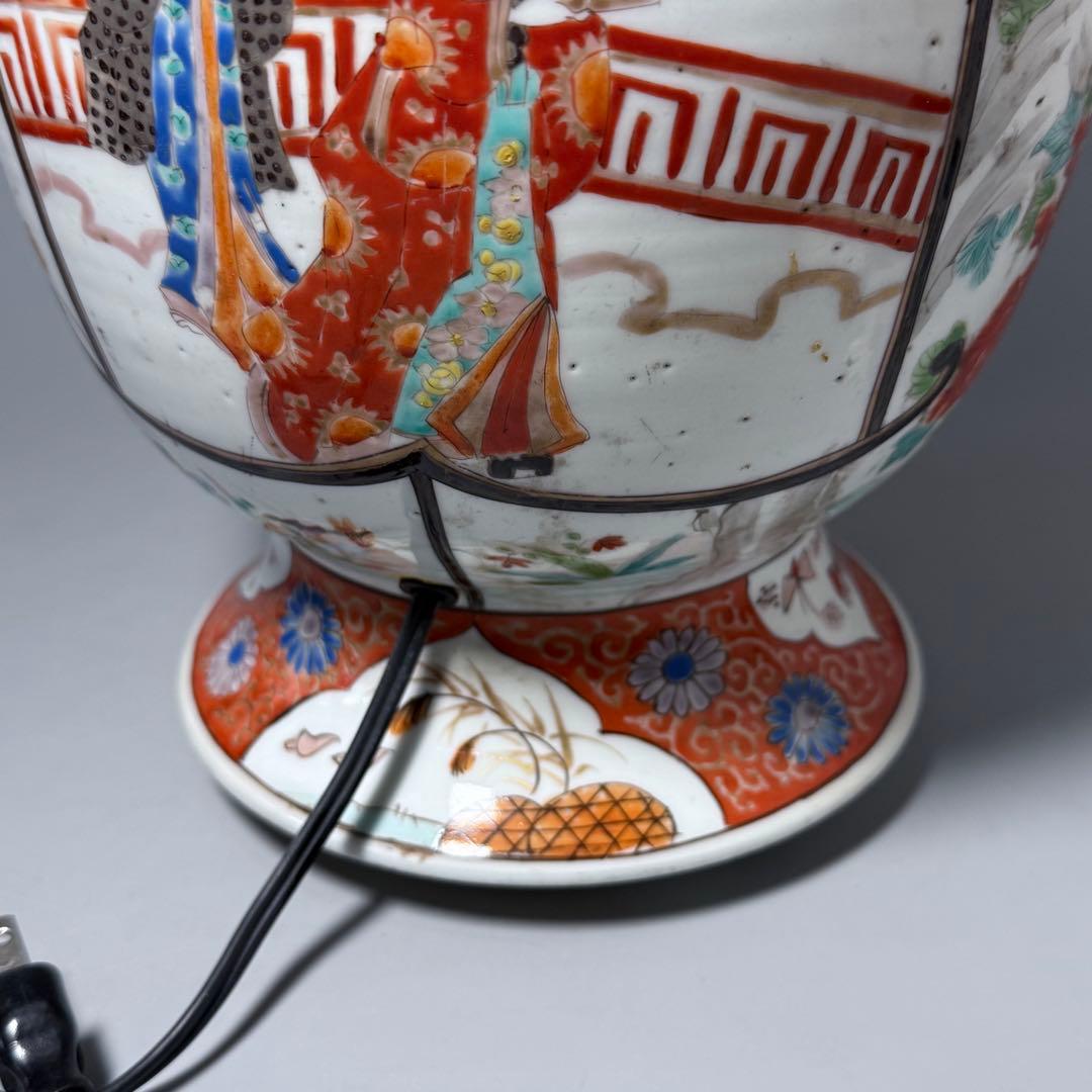 明治時代　肥碟山信甫造　ランプスタンド　高さ57cm　名品　有田焼　里帰り品