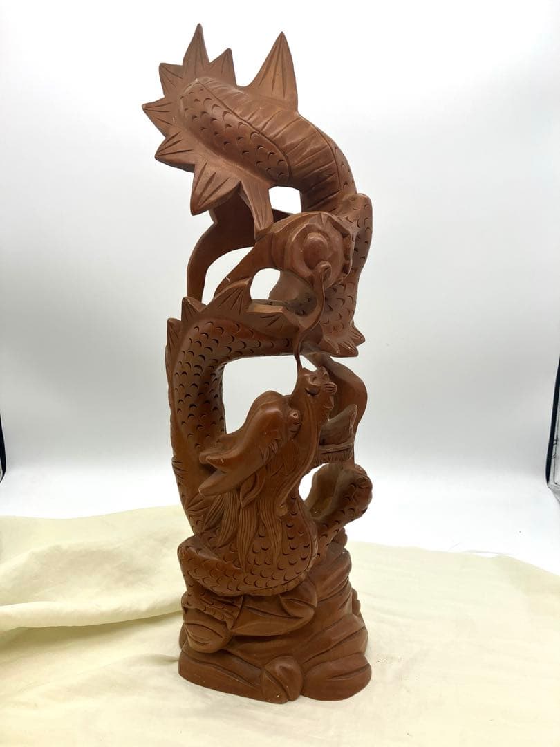 龍神 木彫り 龍の干支 置き物 龍 開運　和風置物 ドラゴン　約45cm 竜