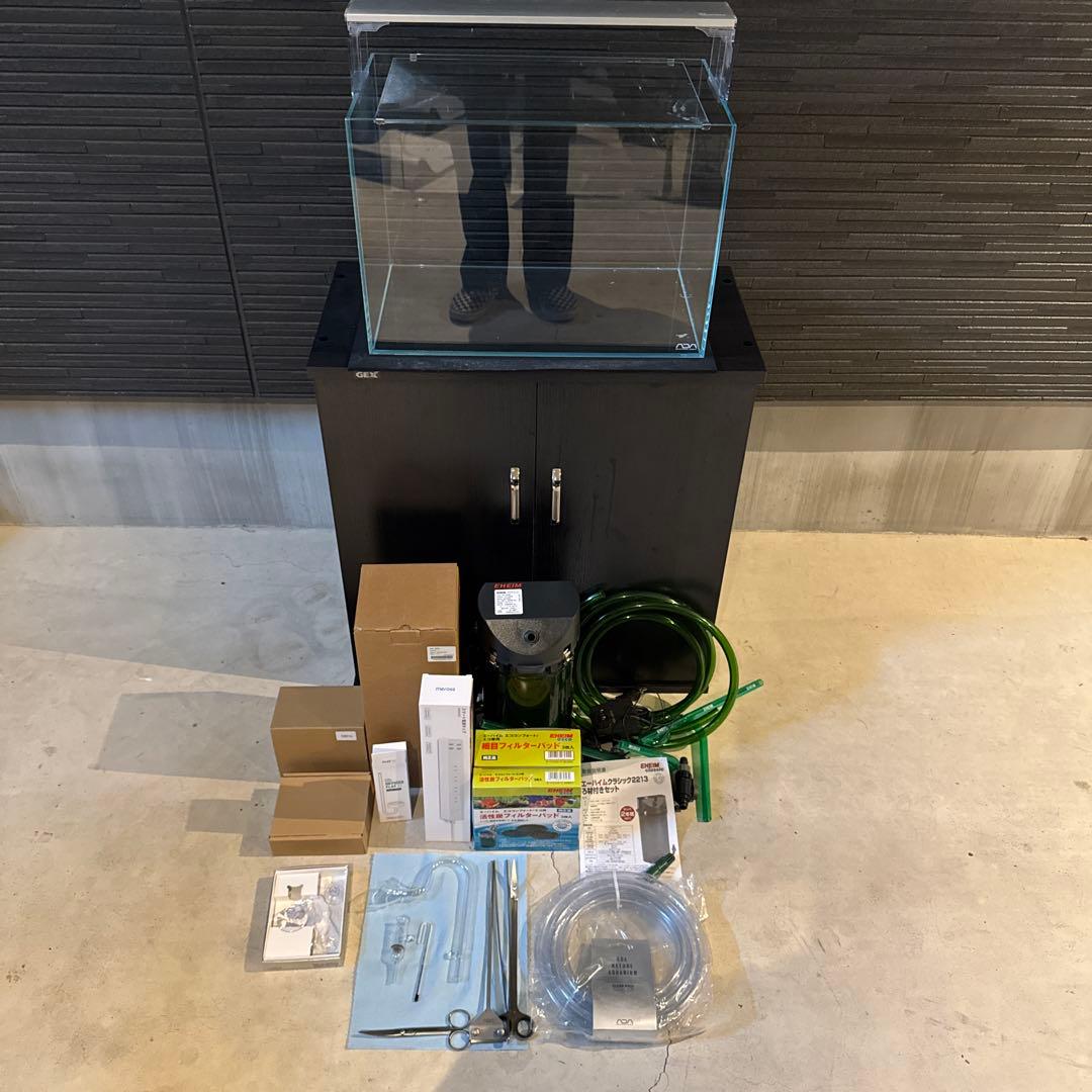 水槽セット 透明ガラス製 フィルター付き