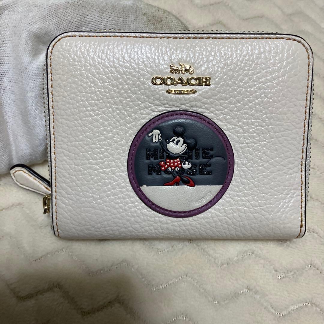 (美品) COACH コーチ　ディズニー　コラボ　ミニー　二つ折り財布