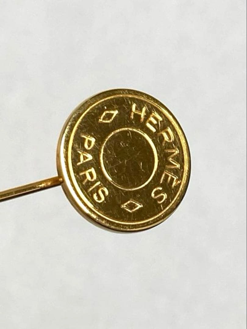 良品　HERMES エルメス　セリエ　ピンブローチ　ピンバッチ　ゴールド　箱付き