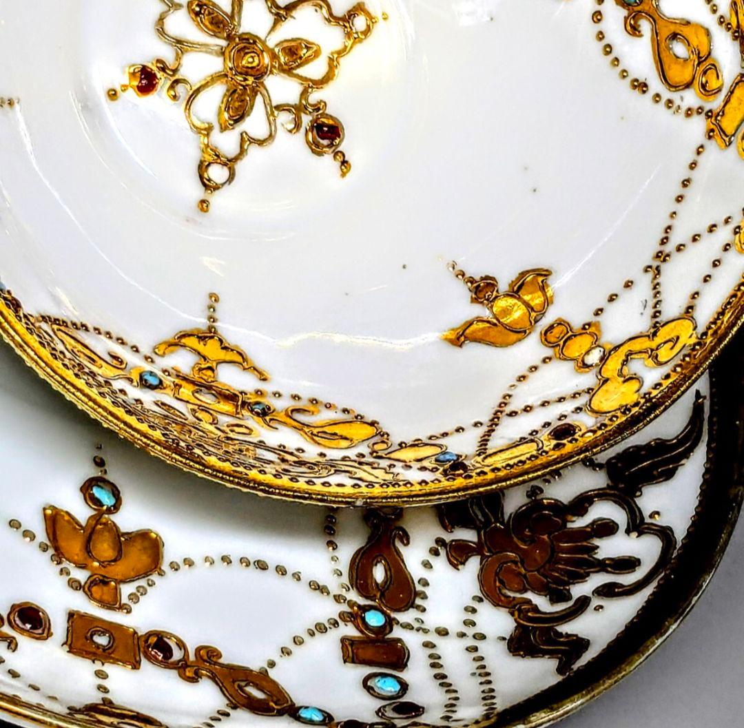 オールドノリタケ　　エナメルビジュー　金盛上　アールヌーボー　カップ＆ソーサー