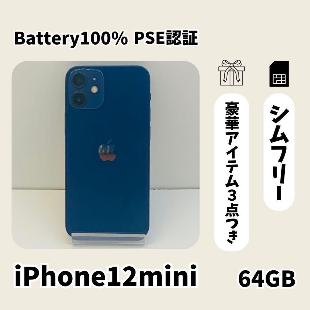 ☘️電池新品☘️iPhone12mini 64GB ブルー SIMフリー 本体