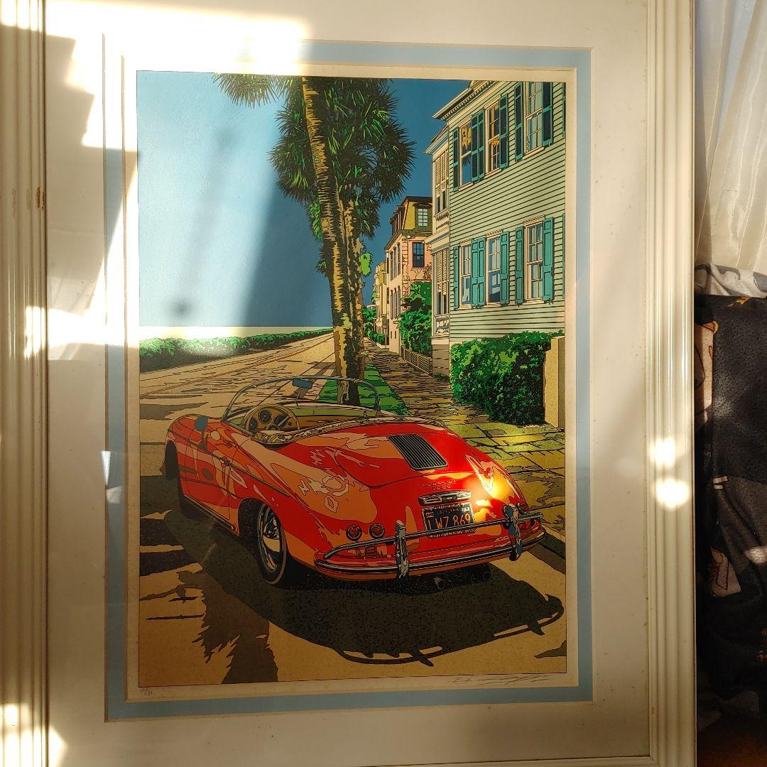 小*ん様 鈴木英人サイン入り 「スピードスターと過ごす正午」 シルクスクリーンア