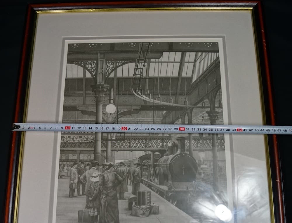 フレーム入 John S. GIBB サイン入り リトグラフ 列車 ビクトリア駅