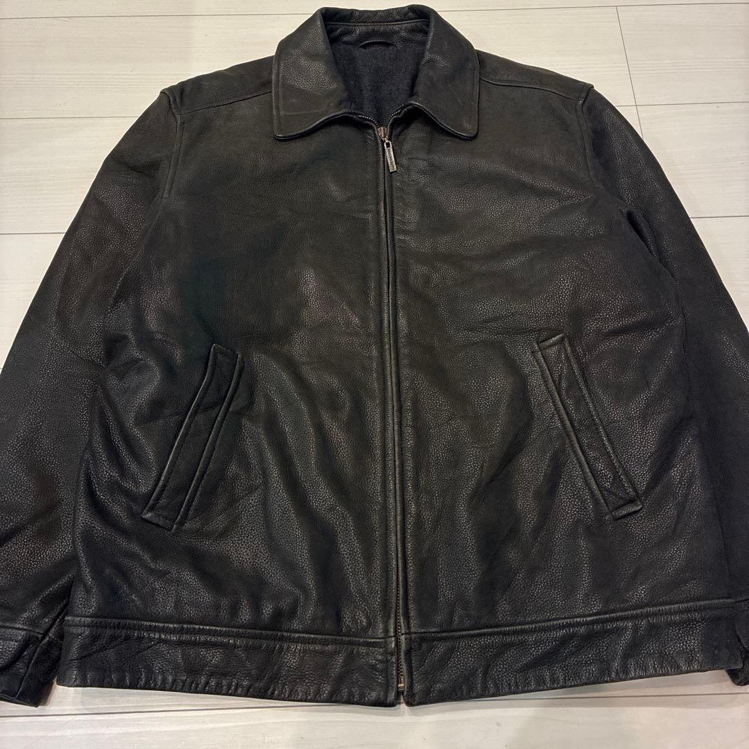 ヴィンテージ レザージャケット 本革 裏地 ウール シボ オールレザー シングル