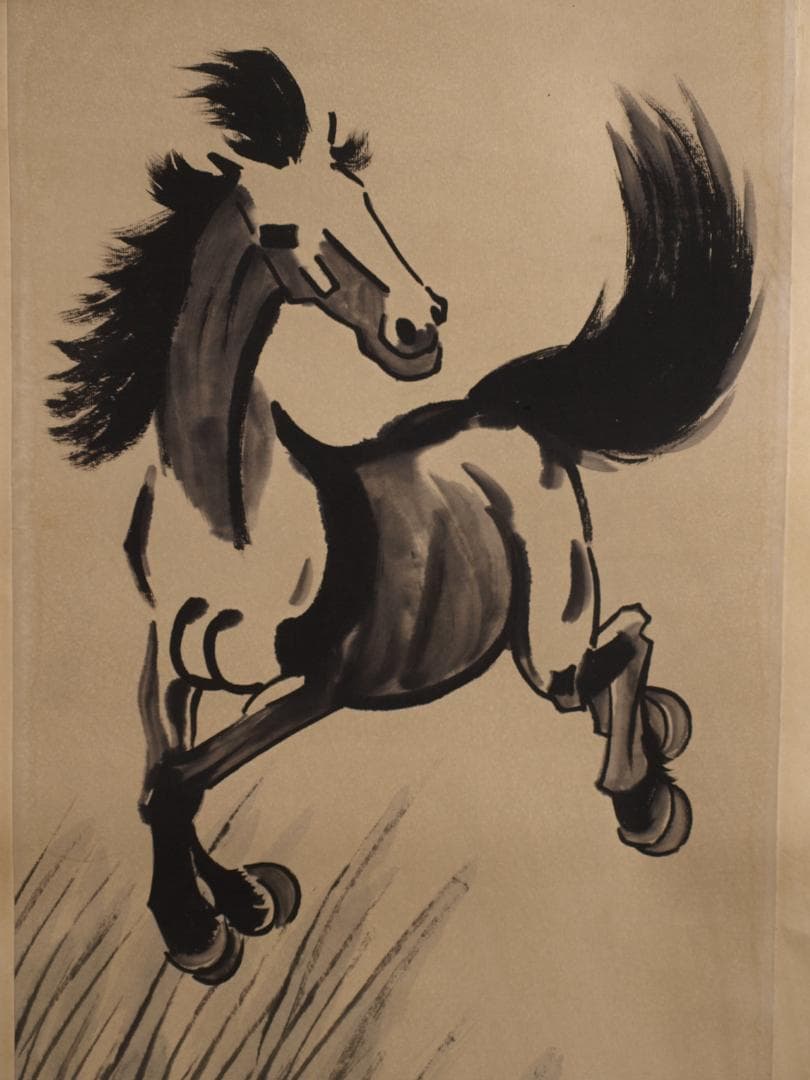 蔵出品 现代の肉筆絵　徐悲鸿作　　人物絵　激安骨董品 DE633C8-3