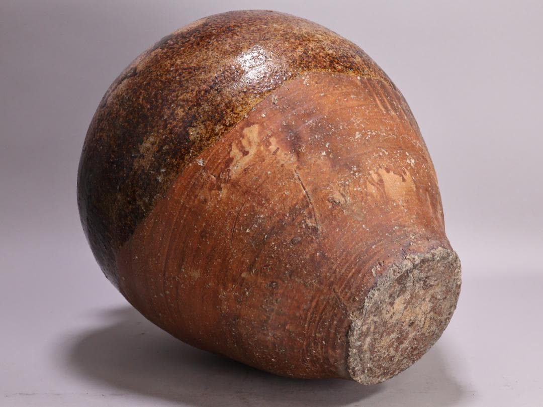 BK192　桃山ー室町期　古信楽　三耳壷　窯印　窯傷　壺　高さ38.5㎝ 花器