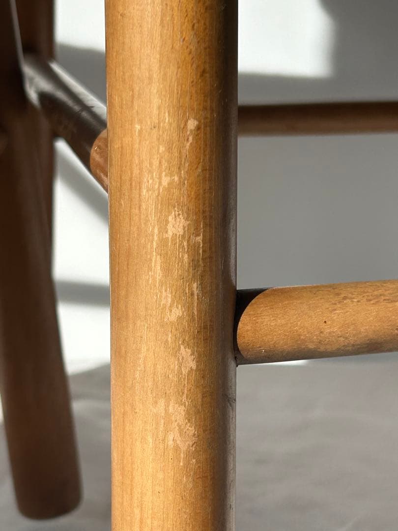 ヴィンテージ　木製スツール　木×ラッシ　編み　椅子　アンティーク　2脚　フット