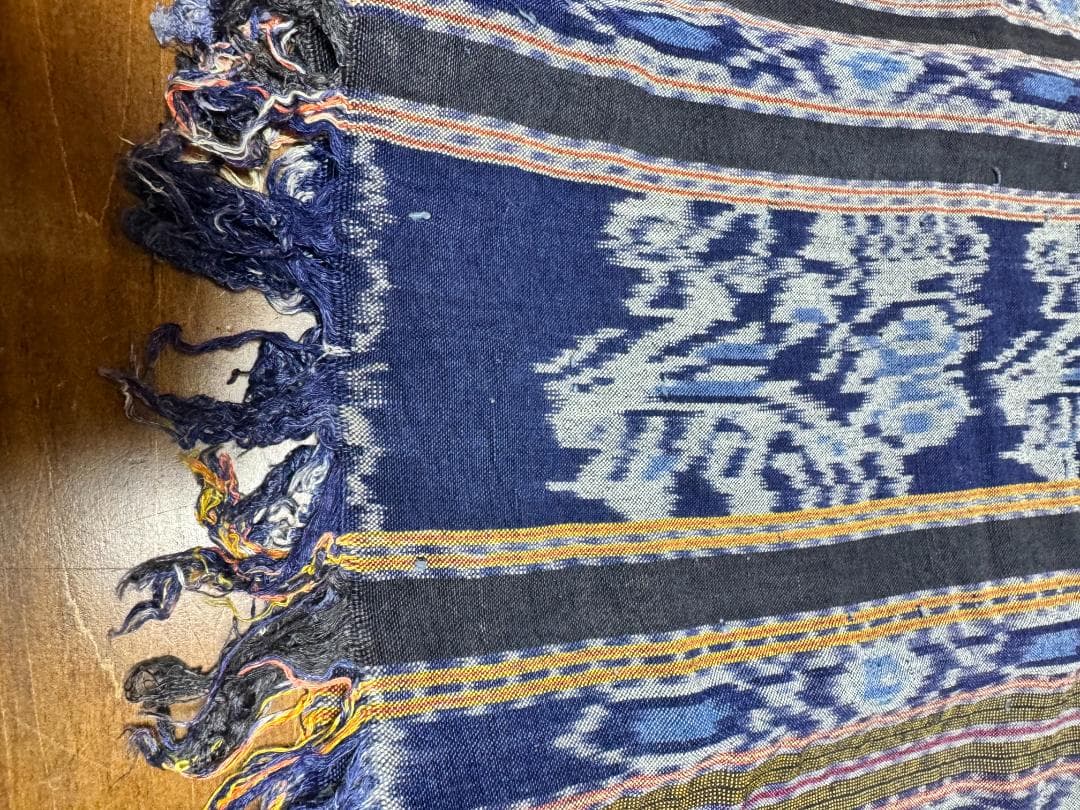 週末値下げヴィンテージイカット綿麻 インドネシア製 120x240cm