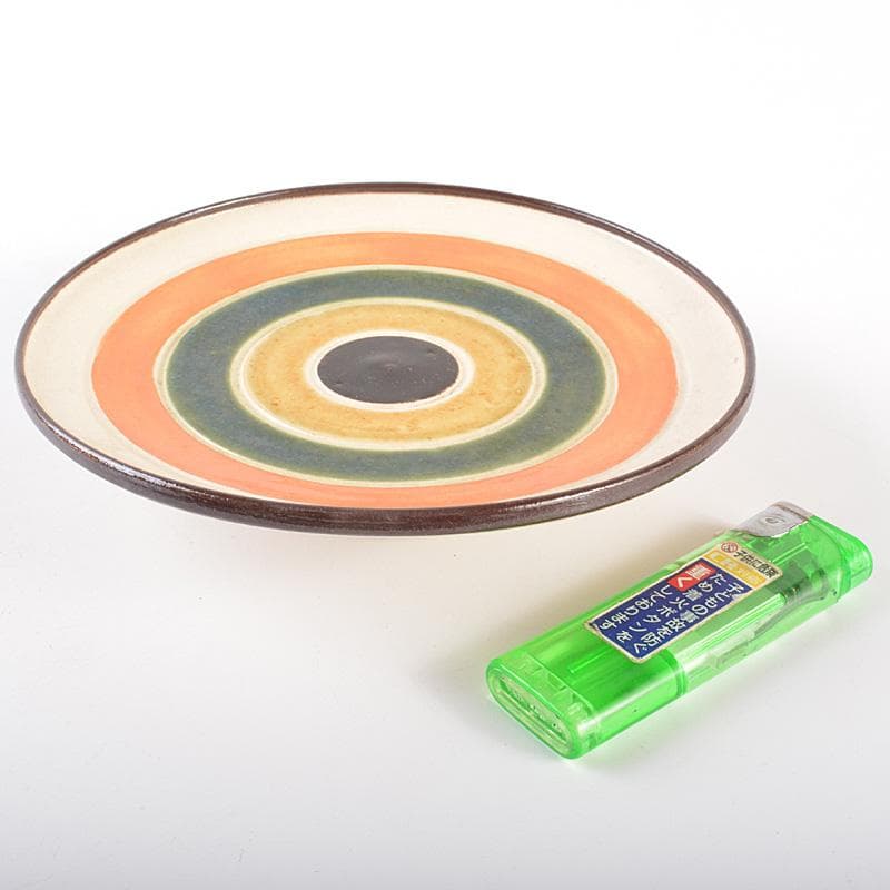 和食器　瀬戸焼　 加藤春鼎 色絵　獨楽　菓子皿　五客　共箱　C　R7548