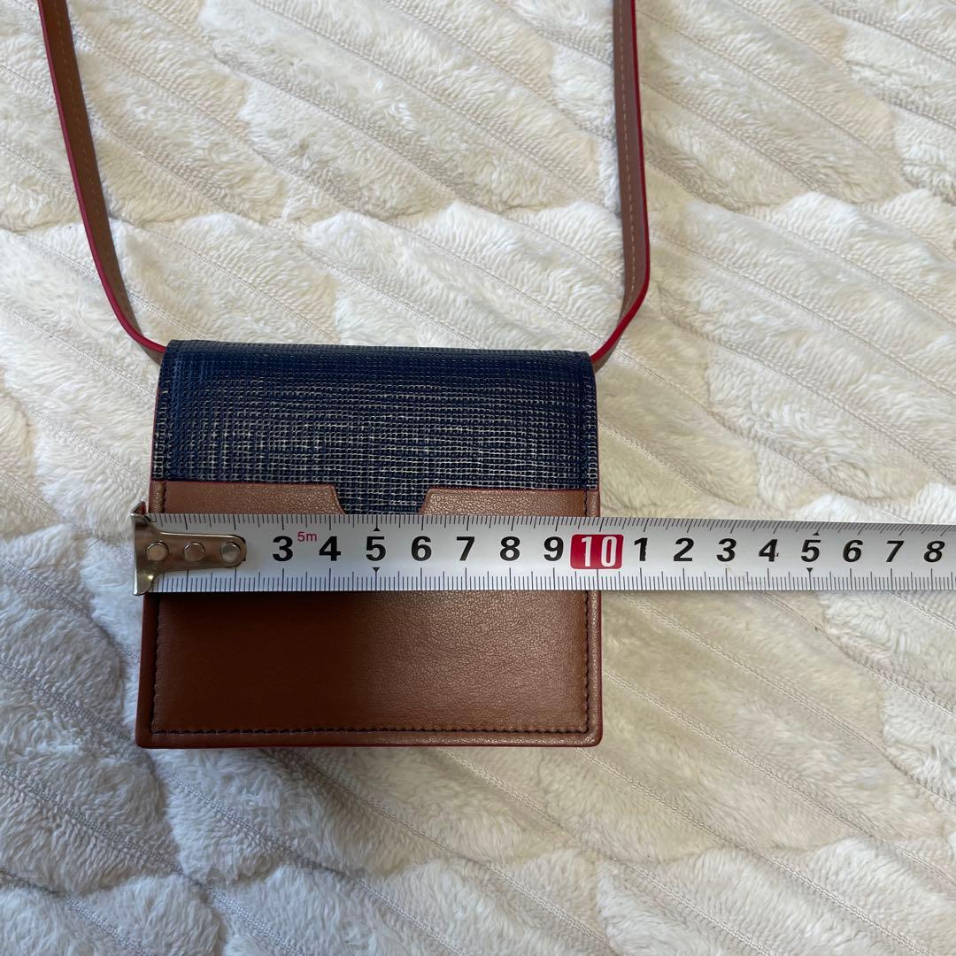 マルニ　ショルダーケース　カードケース　　ブラウン×ネイビー