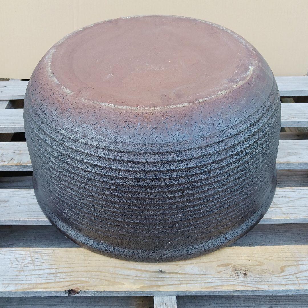 新品　特大51x49　陶器睡蓮鉢　メダカ鉢　難有　エメラルドグリーン　緑黒LBK