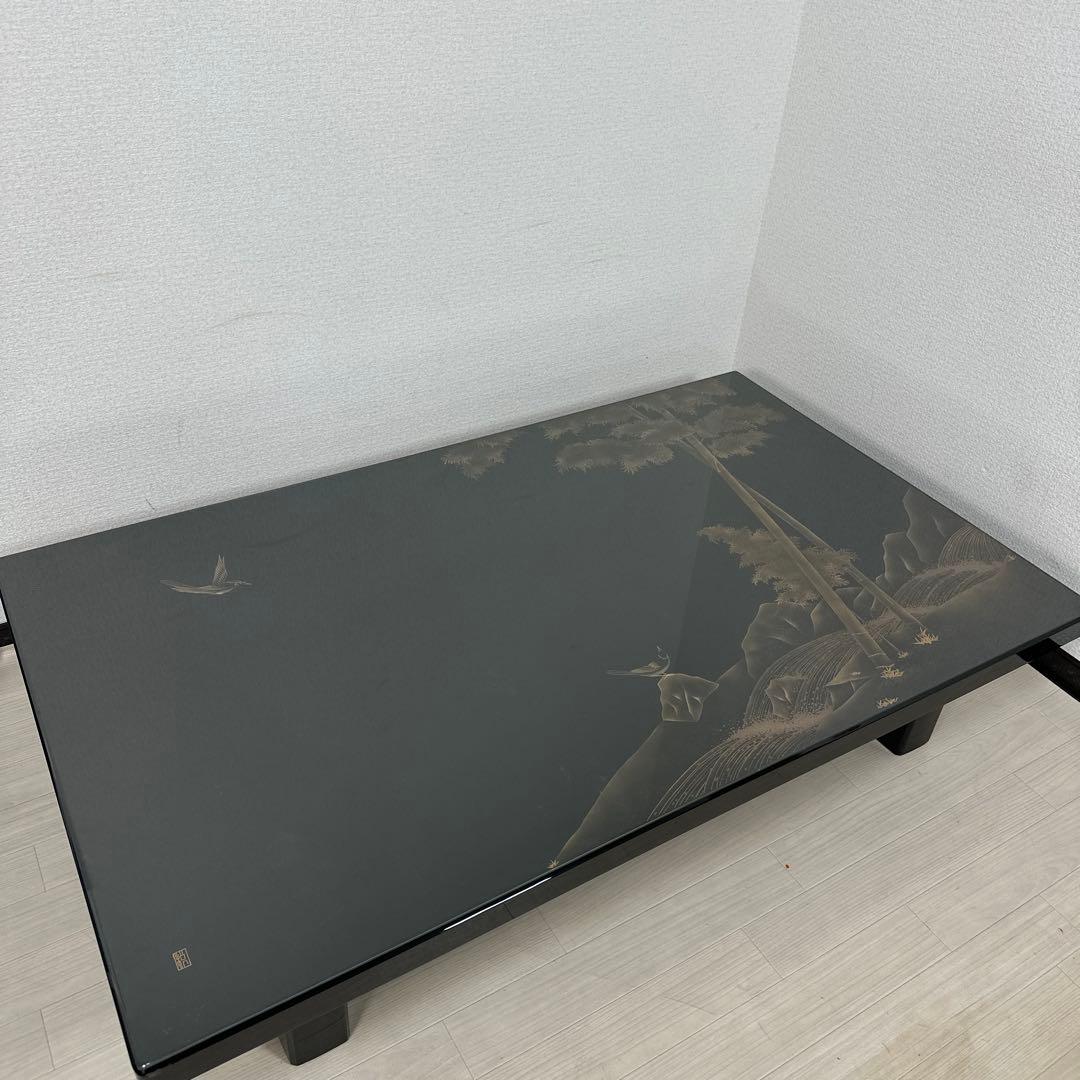 伝統工芸 輪島塗 浜高悦郎 乾漆椿蒔絵 金彩 座卓 座敷机 iso※