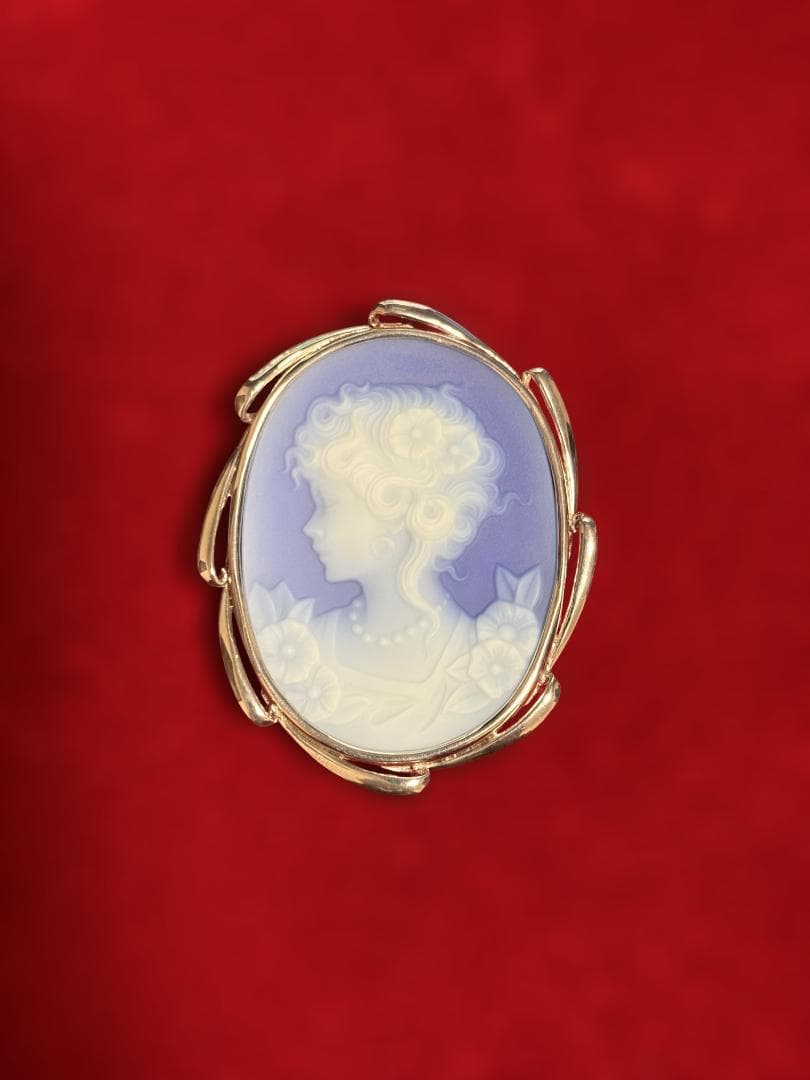 ステファン ストーンカメオ ブローチ 花と巻き髪の少女 SV925（QVC）