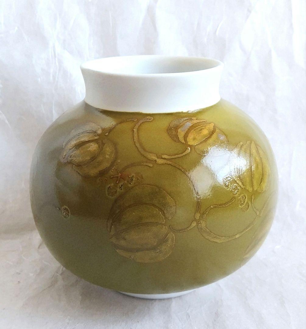 色絵銀彩山帰来文壺 (豊福 誠) 未使用 新品同様