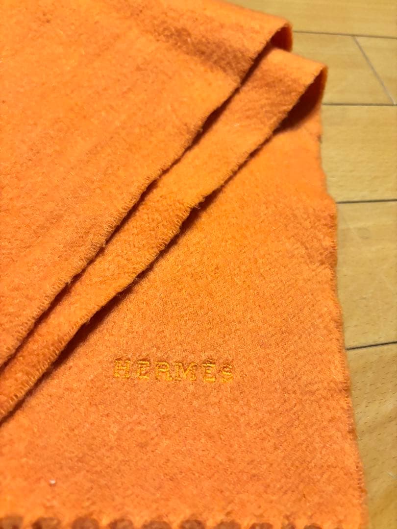 HERMES オレンジ ウールマフラー