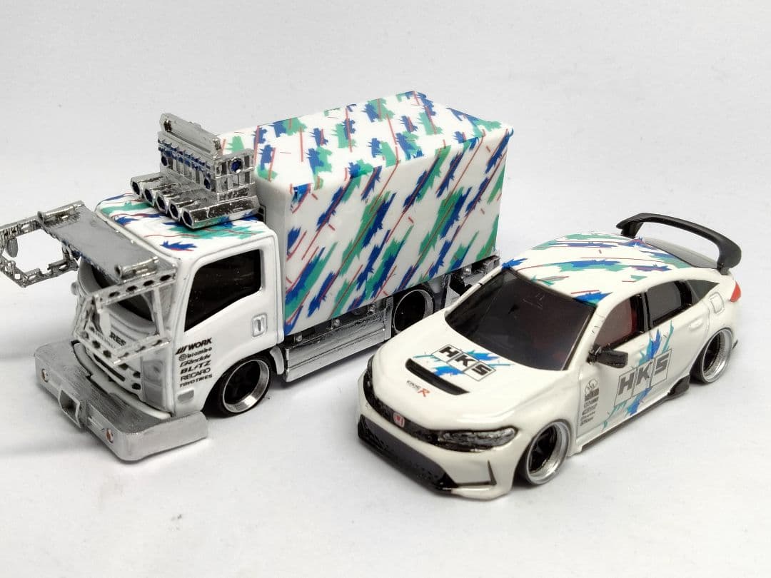 トミカ改造 デコトラ HKS仕様 ☆自作アルミリム ☆深リム ホットウィール