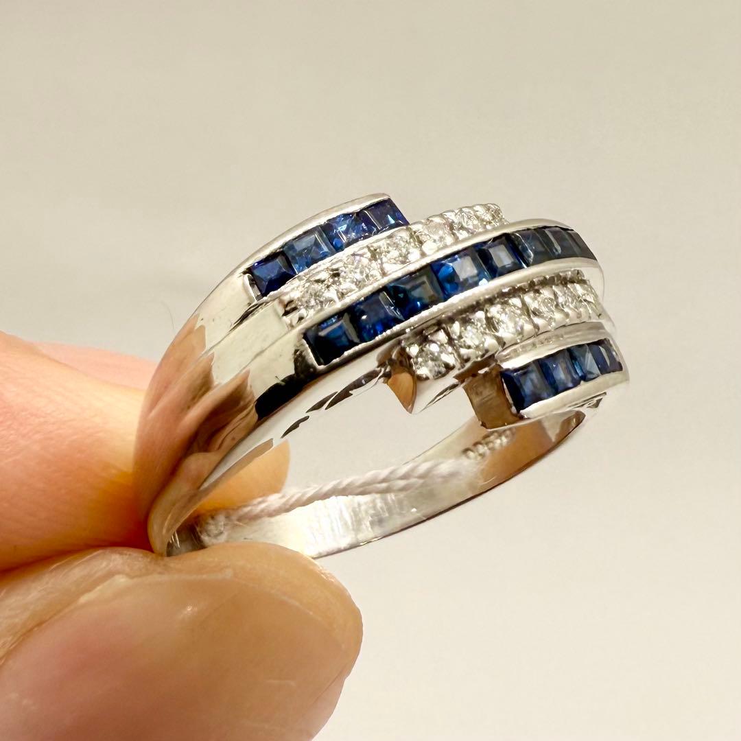 Pt900 ブルーサファイア 0.57ct ダイヤ 0.10ct リング