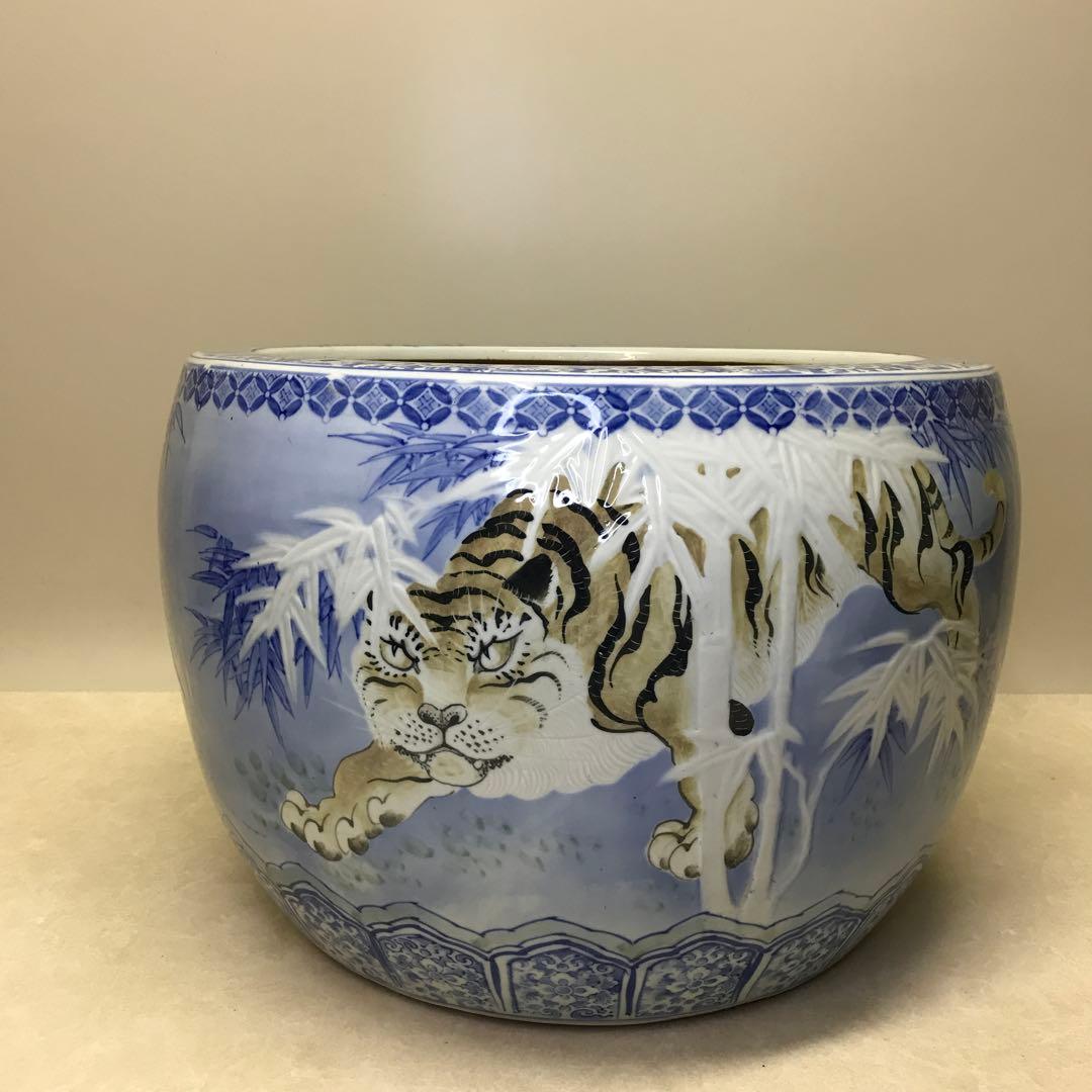 レア アンティーク 伊万里焼 竹虎紋様 大火鉢 手あぶり