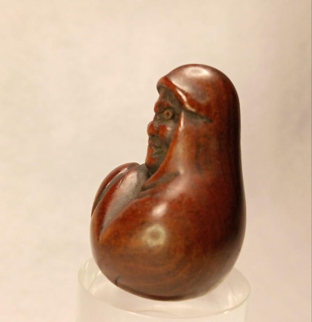 柘植彫 根付 「達磨 図」 江戸時代