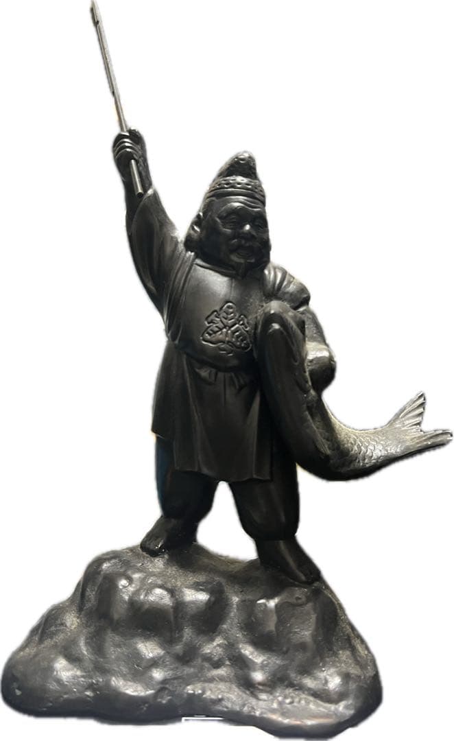 銅器 インテリア 置物 七福神 岩上鯛吊り戎 えびす