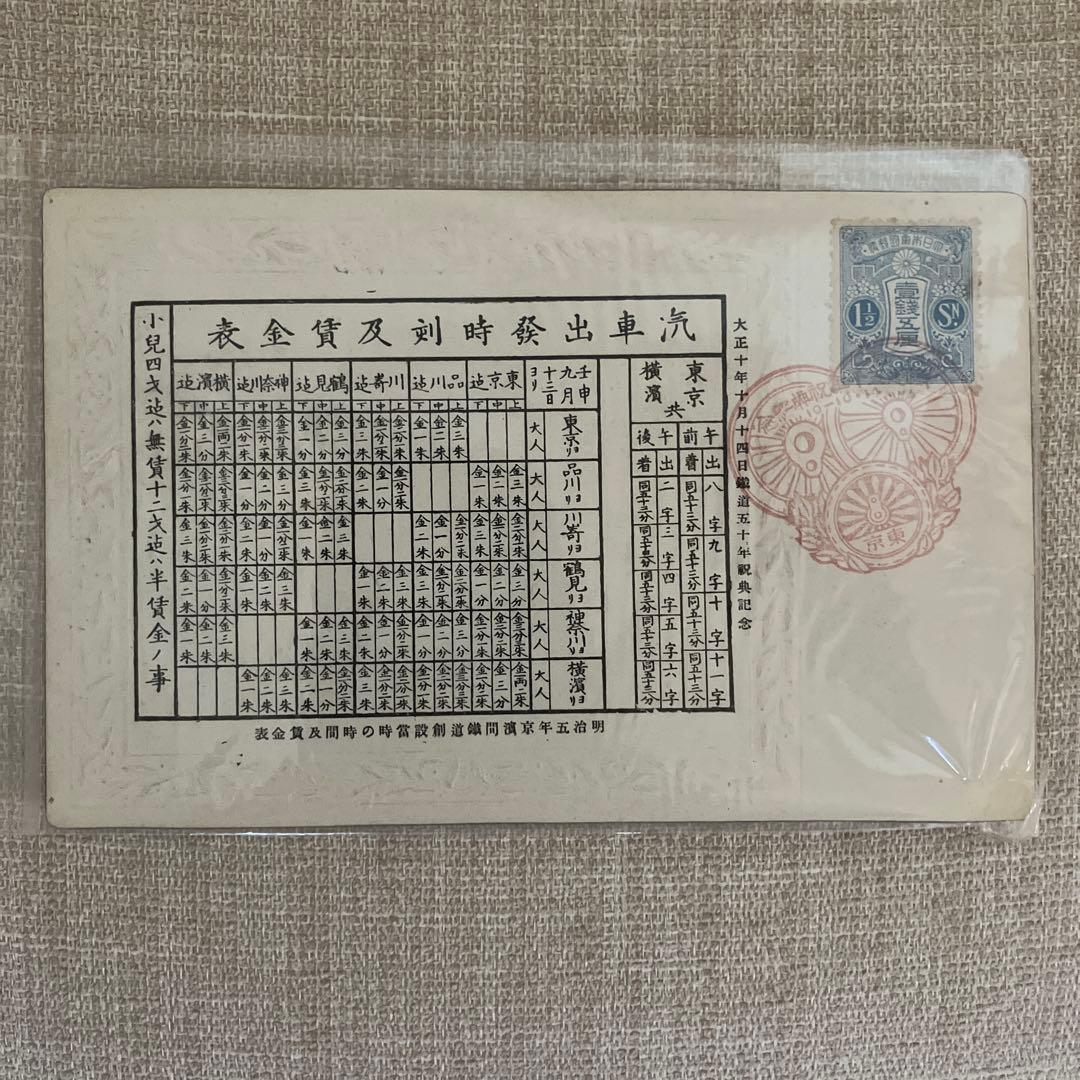 【大正10年】鉄道開通50周年 記念絵葉書4枚揃 実逓消印付／1921年