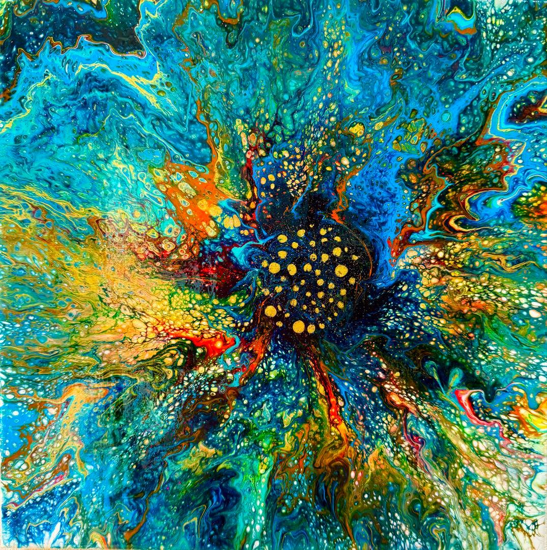 原画　アクリル画　アート【 靖光青花 -Seikoseika- 】