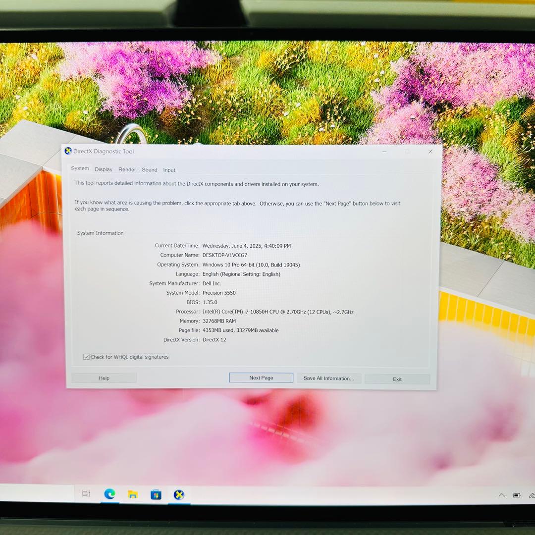 Windowsノート本体 Dell Precision 5550 i7/32/1TB 4K touch