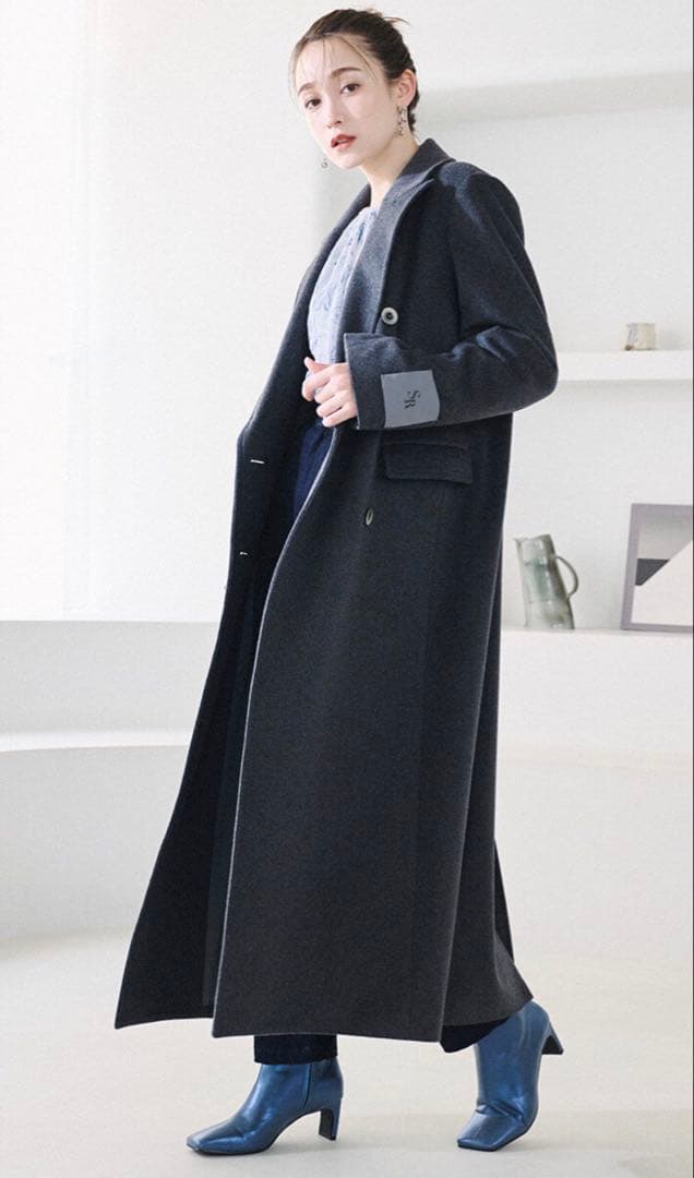 【美品】 rienda ピークドラペルウールMIXチェスターコート S