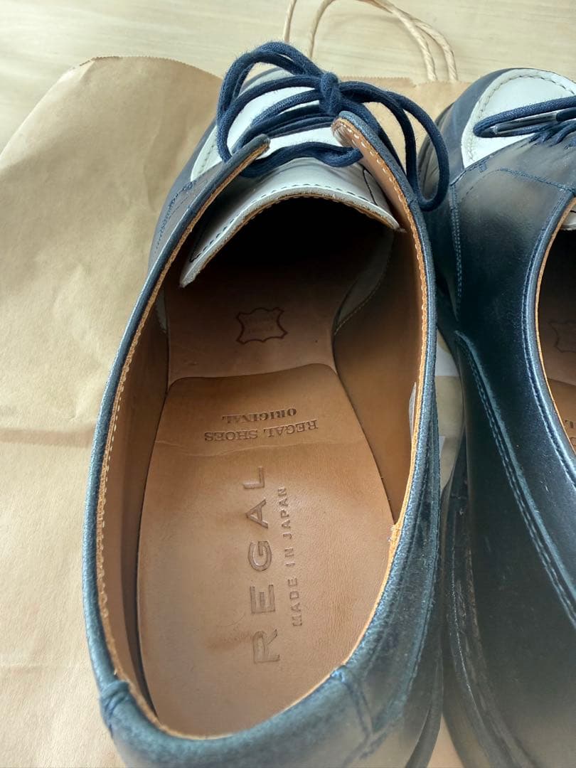 REGAL リーガル　Uチップ バイカラー　紺白　本革　W21C