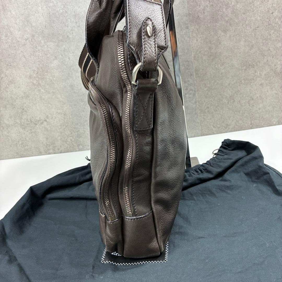 エルメネジルド ゼニア 2way レザー ビジネスバッグ ダークブラウン