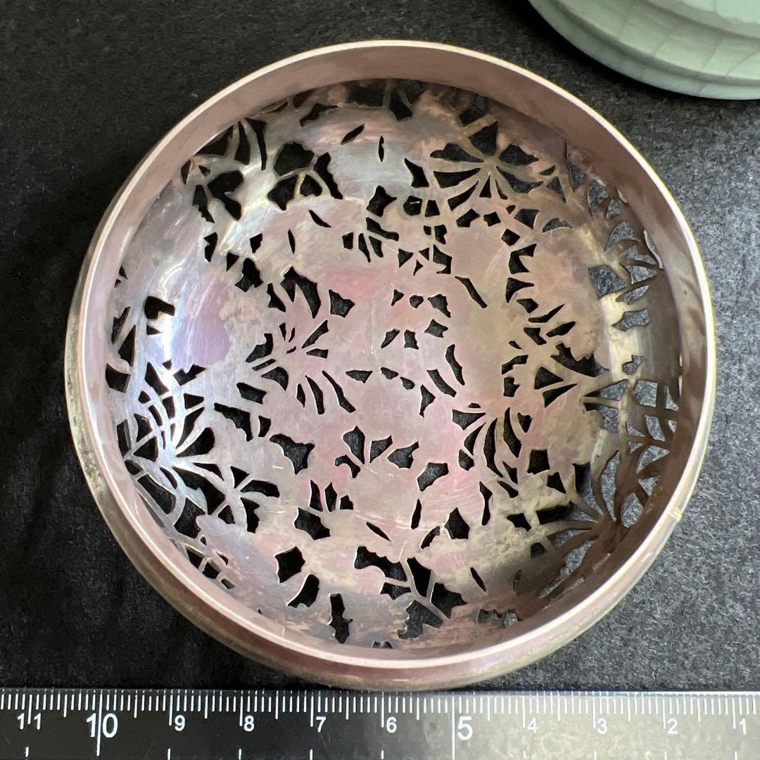 中国元時代　七官青磁　上手　銀火屋香炉　木箱付　東Y7-1203☆2Fトサオ