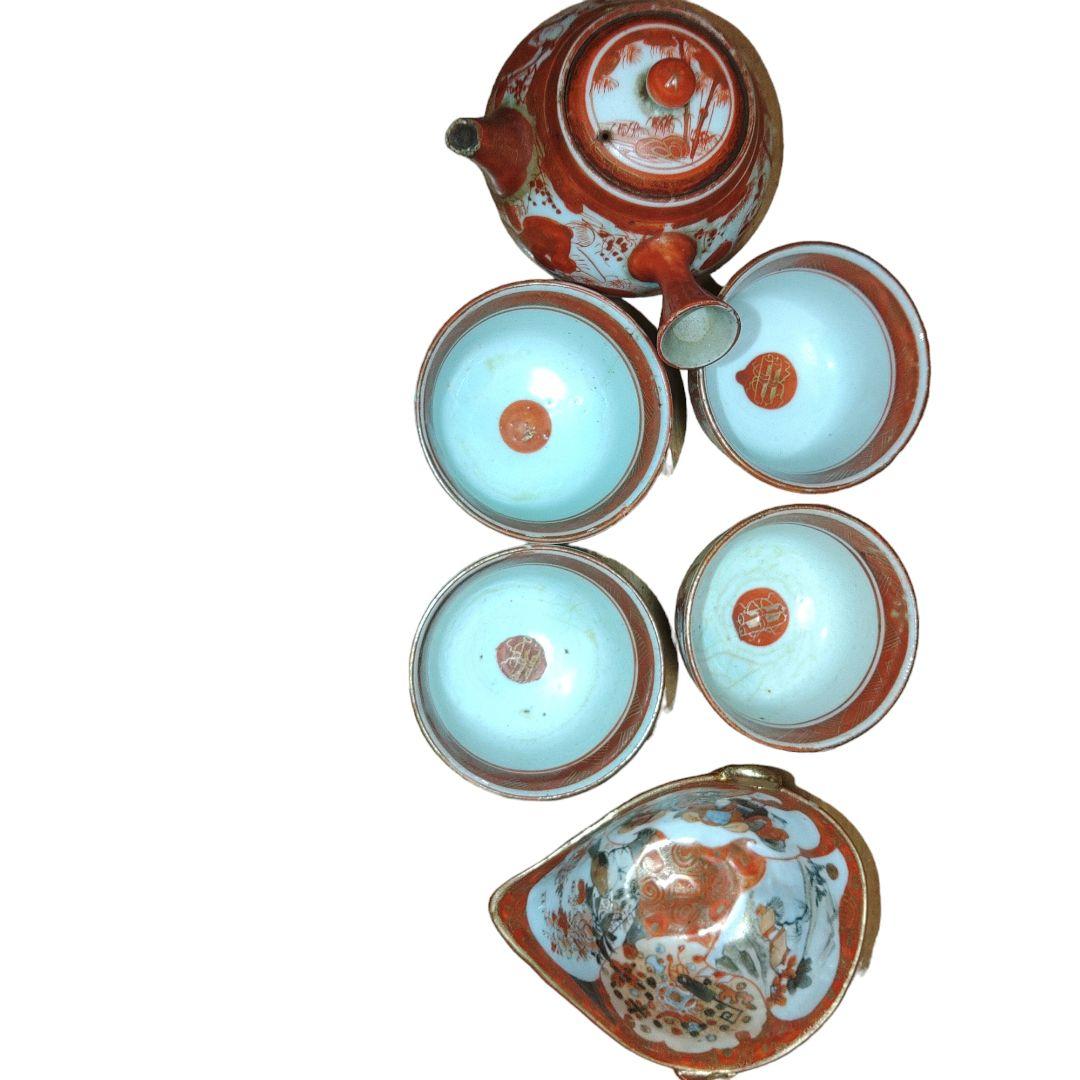 赤絵古九谷焼　煎茶茶器セット　骨董