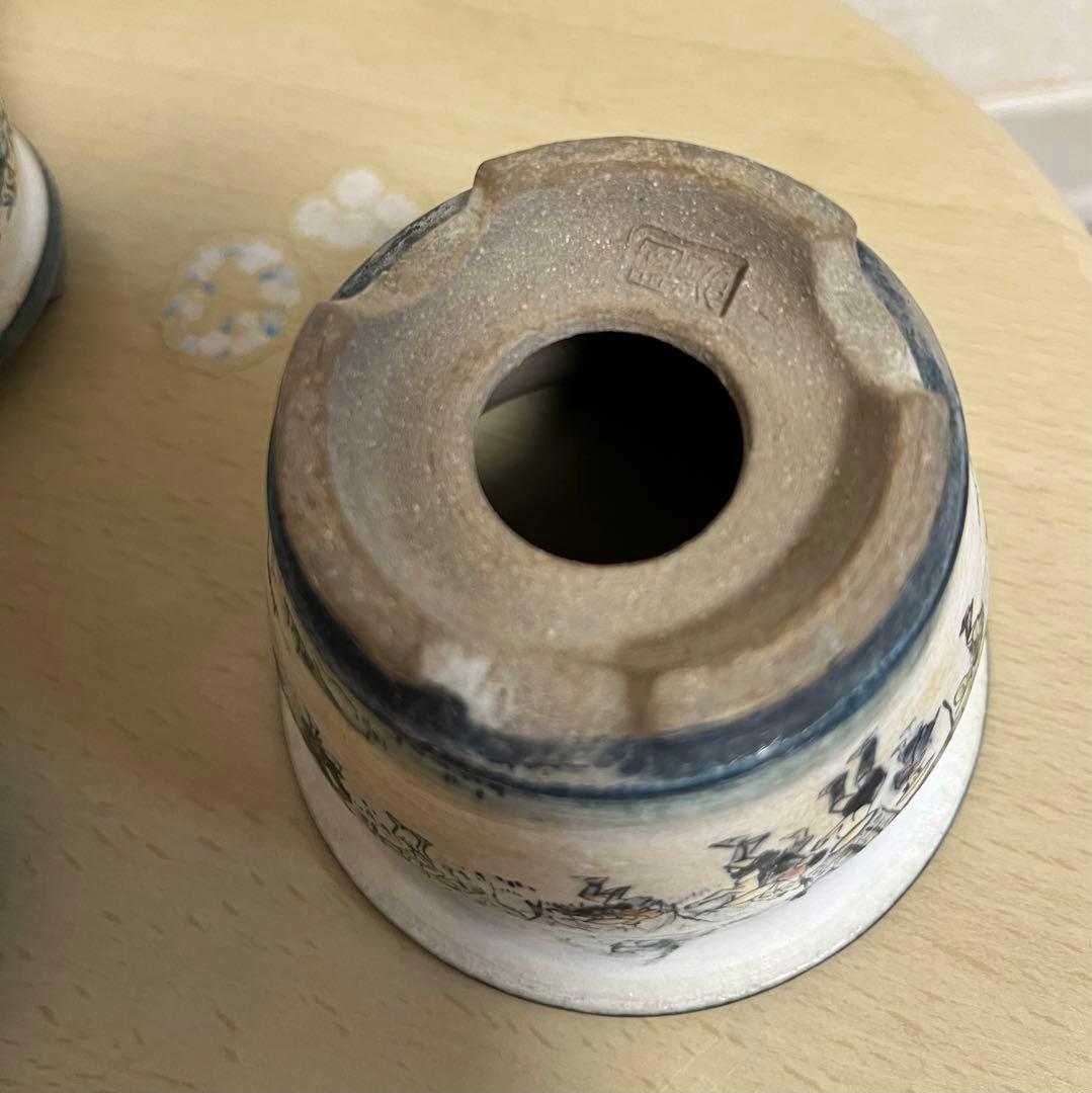 陶翠作　東海道五拾三次画　盆栽鉢