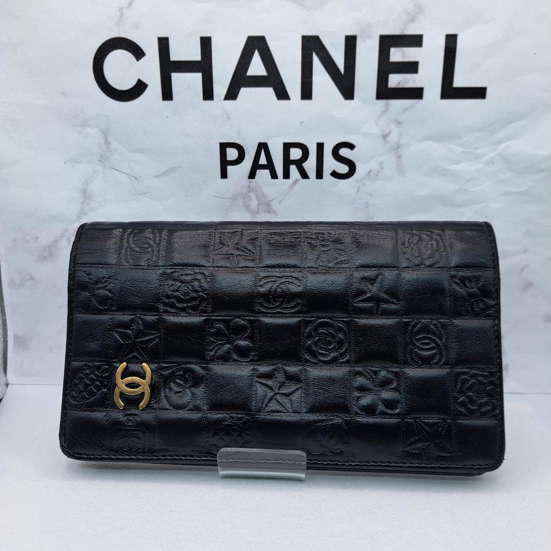 CHANEL　アイコンライン　ブラック　二つ折り財布　財布　長財布